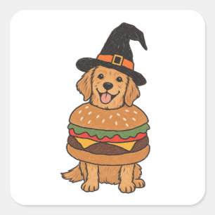 Pegatina Cuadrada Mi Perro Es Un Disfraz De Bruja De Halloween Perro
