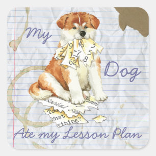 Pegatina Cuadrada Mi plan de clases de Akita Ate