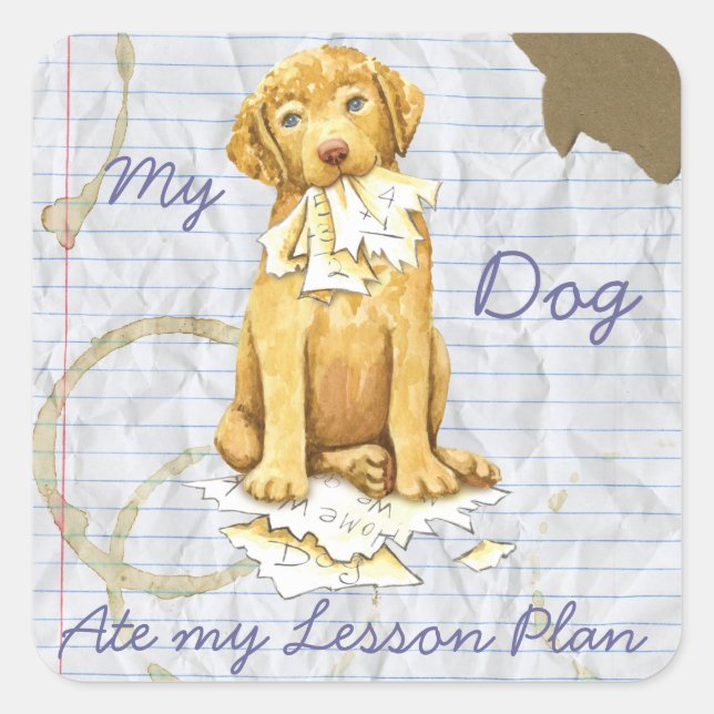 Pegatina Cuadrada Mi plan de clases de Ate Chessie (Anverso)