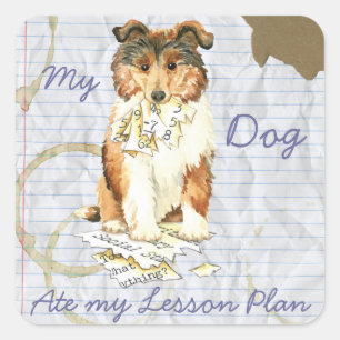 Pegatina Cuadrada Mi plan de clases de Collie Ate