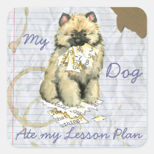 Pegatina Cuadrada Mi plan de clases de Keeshond Ate