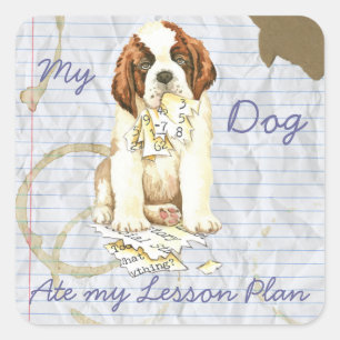 Pegatina Cuadrada Mi plan de clases de St. Bernard