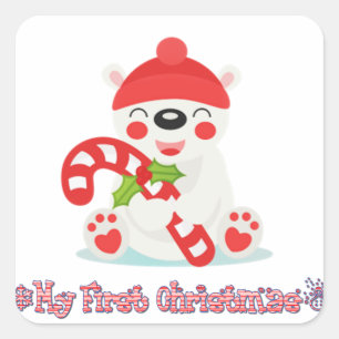 Pegatina Cuadrada Mi primer bebé de Navidad