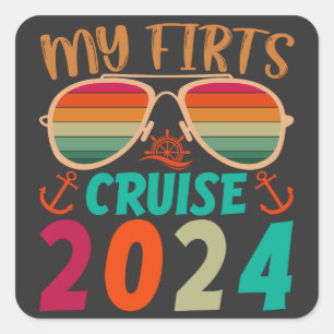 Pegatina Cuadrada Mi primer crucero de vacaciones en familia 2024