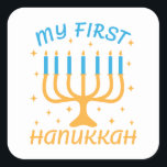 Pegatina Cuadrada Mi primer Hanukkah<br><div class="desc">Mi primer Hanukkah</div>