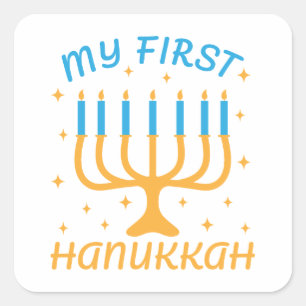 Pegatina Cuadrada Mi primer Hanukkah