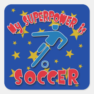 Pegatina Cuadrada Mi superpotencia es el fútbol