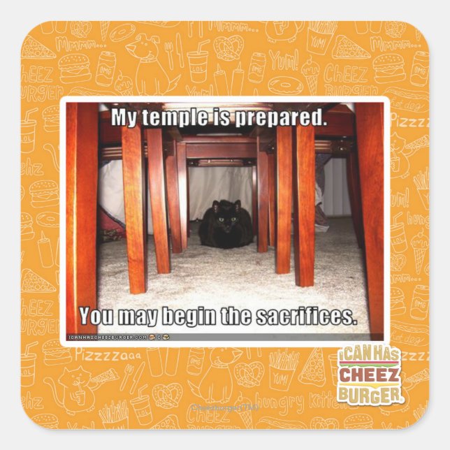 Pegatina Cuadrada Mi templo está preparado. (Anverso)