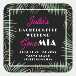 Pegatina Cuadrada Miami Bachelorette Party Weekend Stickers