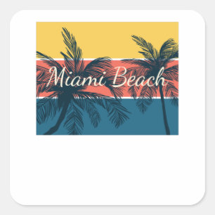 Pegatina Cuadrada Miami Beach