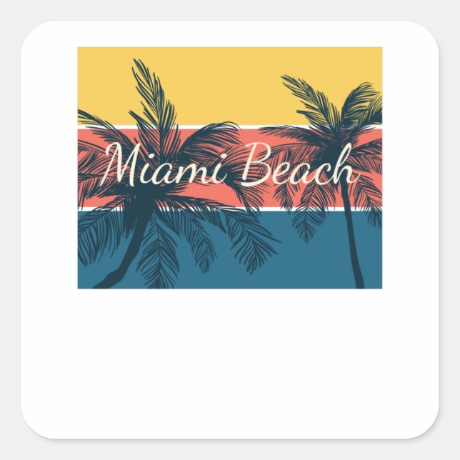 Pegatina Cuadrada Miami Beach (Anverso)