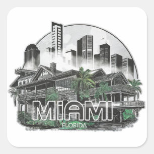 Pegatina Cuadrada Miami City Florida USA