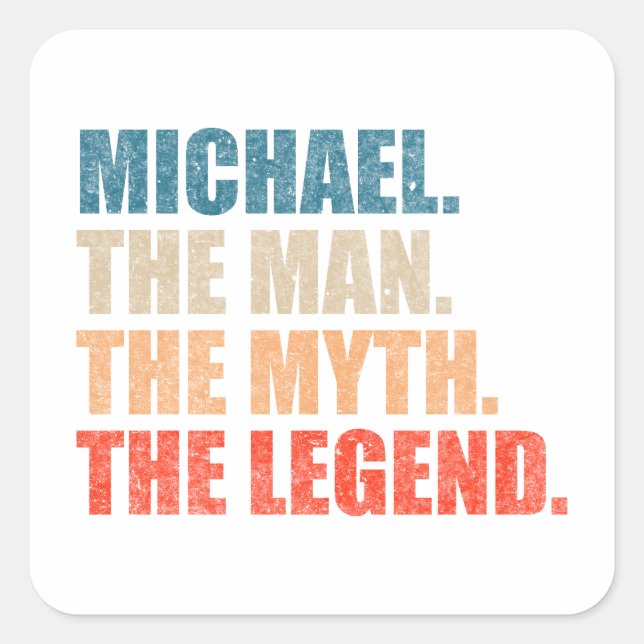 Pegatina Cuadrada Michael El Hombre El Mito La Leyenda (Anverso)