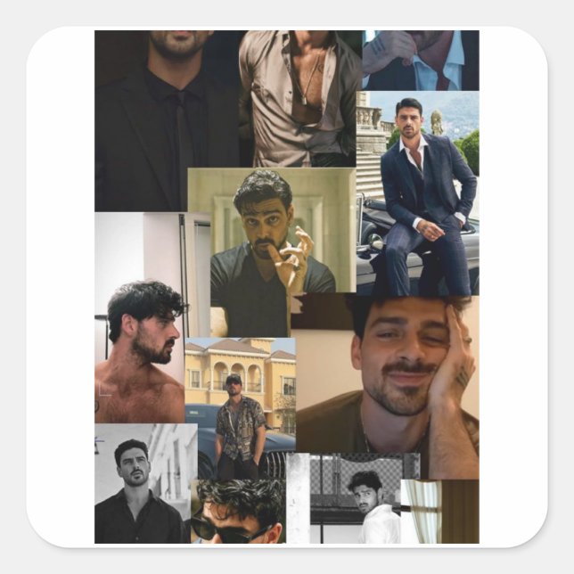 Pegatina Cuadrada Michel morrone (Anverso)