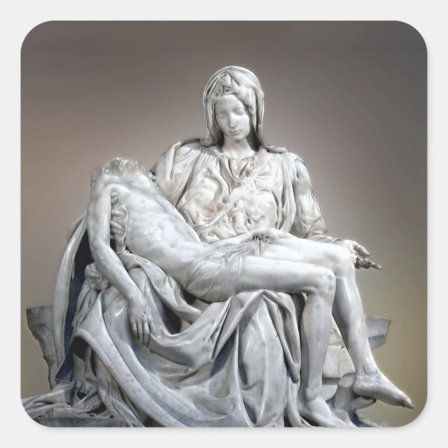 Pegatina Cuadrada Michelangelo - La Pieta (Anverso)
