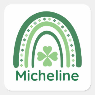 Pegatina Cuadrada Micheline Name Clover Boho Rainbow
