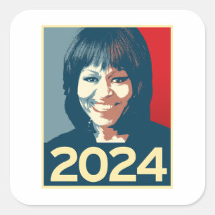 Pegatina Cuadrada Michelle Obama 2024