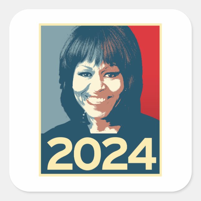 Pegatina Cuadrada Michelle Obama 2024 (Anverso)