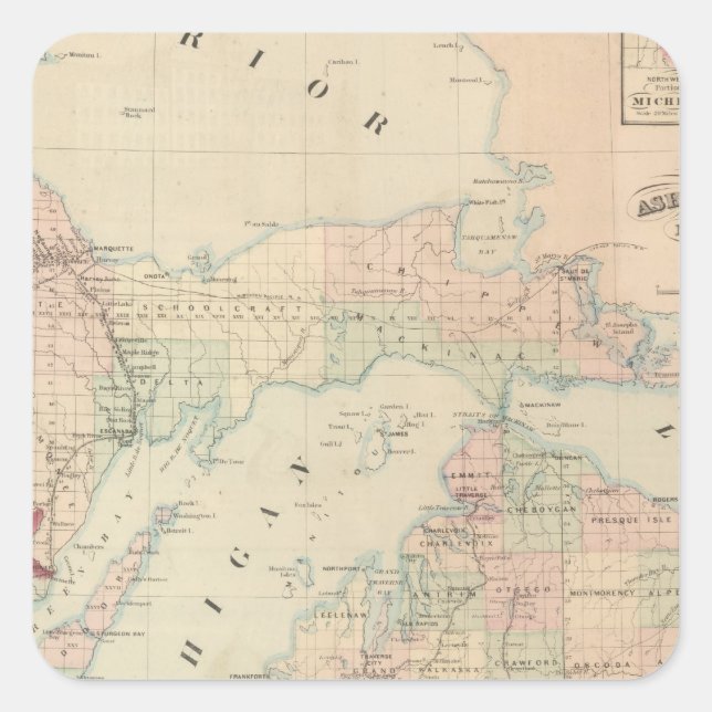 Pegatina Cuadrada Michigan (Anverso)
