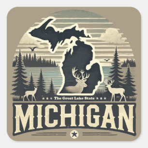 Pegatina Cuadrada Michigan
