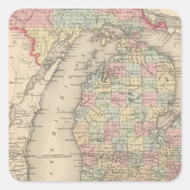 Pegatina Cuadrada Michigan (Anverso)