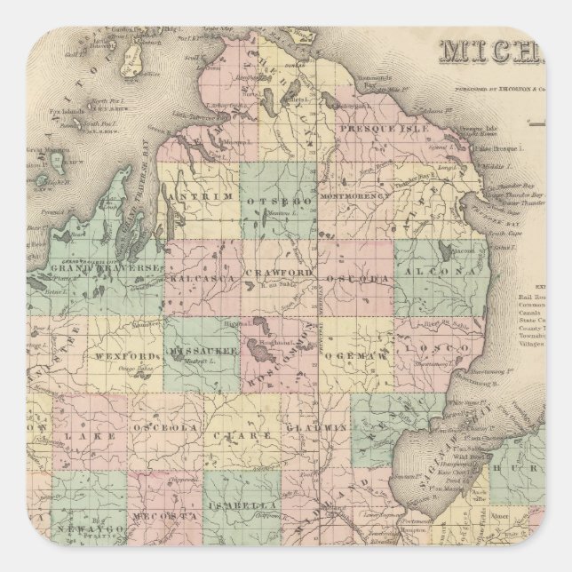 Pegatina Cuadrada Michigan 3 (Anverso)