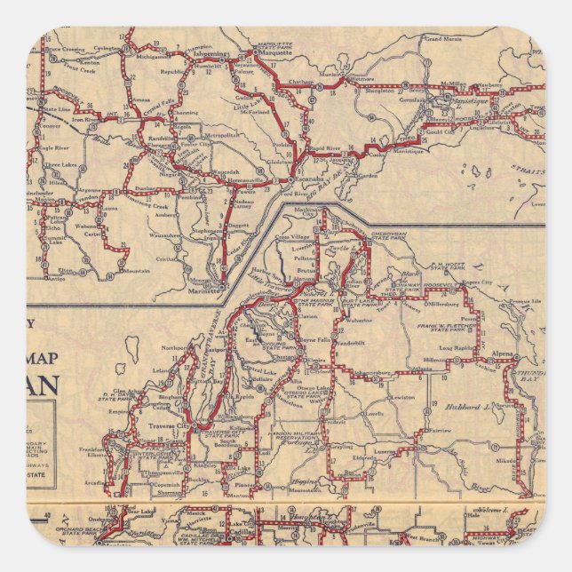 Pegatina Cuadrada Michigan 6 (Anverso)