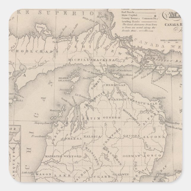 Pegatina Cuadrada Michigan 9 (Anverso)