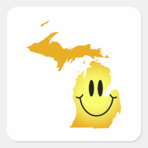Pegatina Cuadrada Michigan Face
