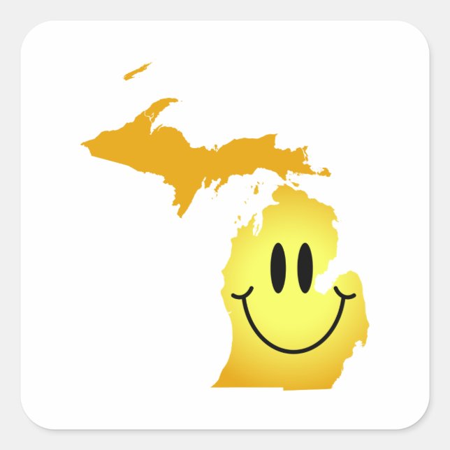 Pegatina Cuadrada Michigan Face (Anverso)