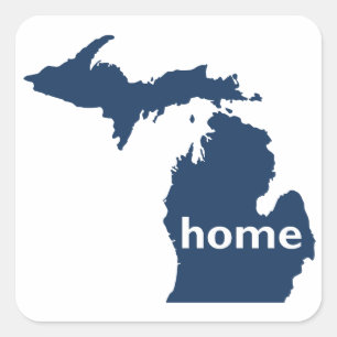 Pegatina Cuadrada Michigan Home