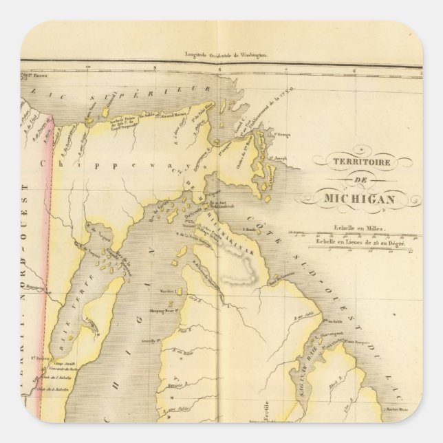 Pegatina Cuadrada Michigan US (Anverso)