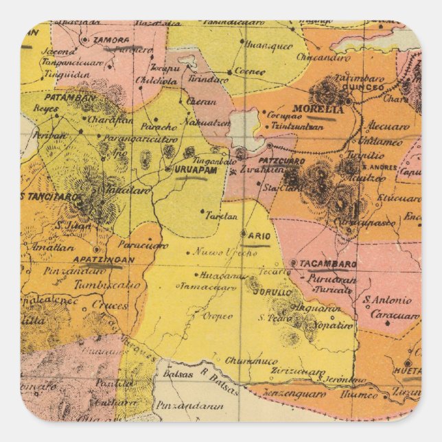 Pegatina Cuadrada Michoacán, México (Anverso)