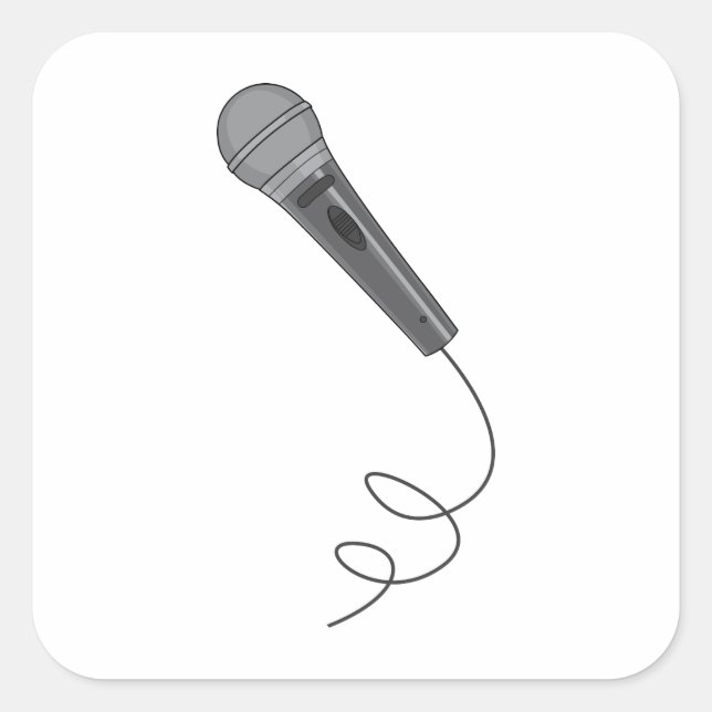 Pegatina Cuadrada Micrófono Mike ~ Audio Sound Music (Anverso)