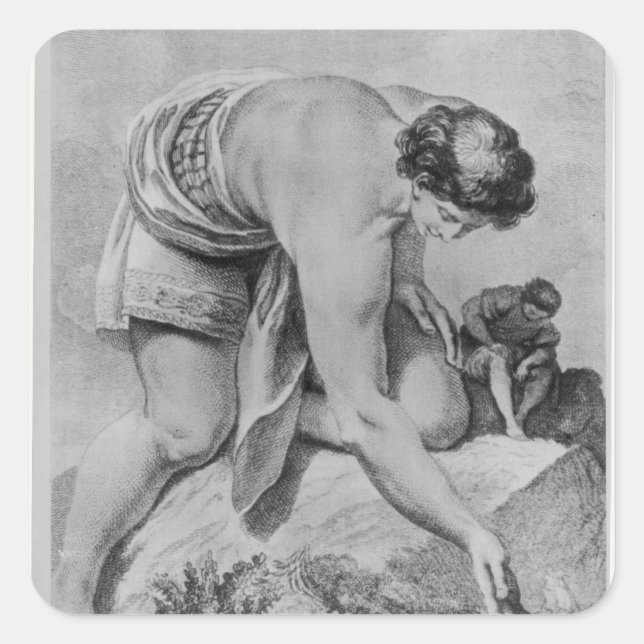 Pegatina Cuadrada Micromegas recoge hábilmente la nave (Anverso)