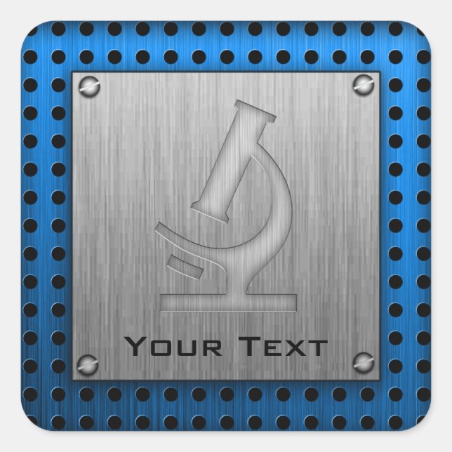 Pegatina Cuadrada Microscopio; aspecto Metalizado (Anverso)