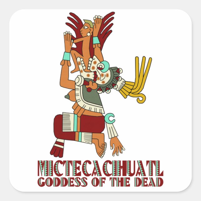 Pegatina Cuadrada Mictecacihuatl (Anverso)