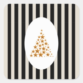 Pegatina Cuadrada Mid century christmas tree with Golden star