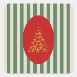 Pegatina Cuadrada Mid century christmas tree with Golden star