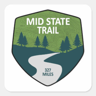 Pegatina Cuadrada Mid State Trail Pennsylvania