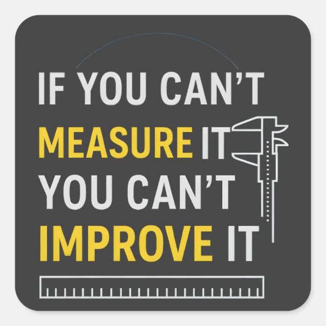 Pegatina Cuadrada Mídela Mejórala - Motivación Lean Six Sigma (Anverso)