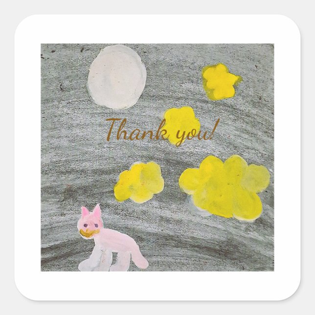 Pegatina Cuadrada Midnight Kitty Adventure  (Anverso)