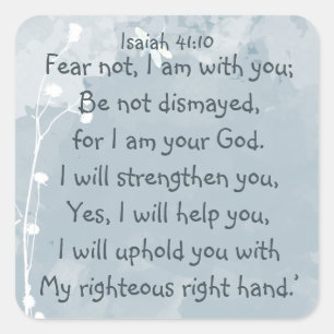 Pegatina Cuadrada Miedo No, Isaiah Bible Scripter Dragonfly