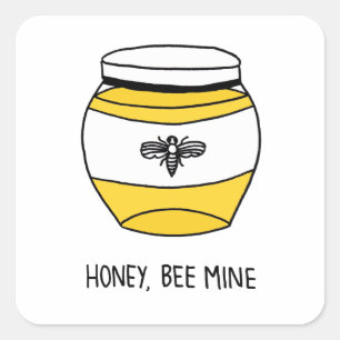 Pegatina Cuadrada Miel, Mina De Abejas