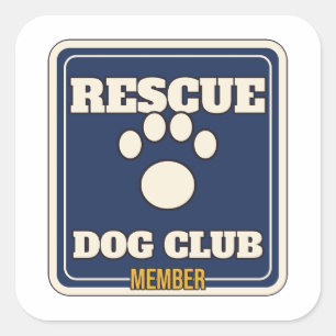 Pegatina Cuadrada Miembro del Club de Perros de Rescate Huella de Pa
