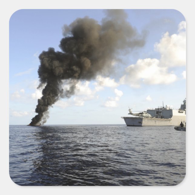 Pegatina Cuadrada Miembros de la Guardia Costera de Estados Unidos (Anverso)