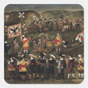 Pegatina Cuadrada Miembros de la Hermandad de San Bárbara