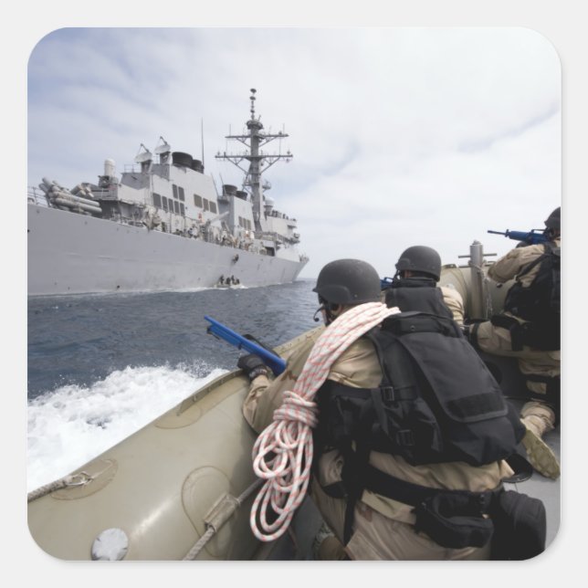 Pegatina Cuadrada Miembros de la visita, la junta, la búsqueda (Anverso)