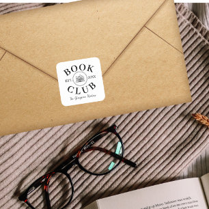 Pegatina Cuadrada Miembros Personalizados del Club de Lectura 