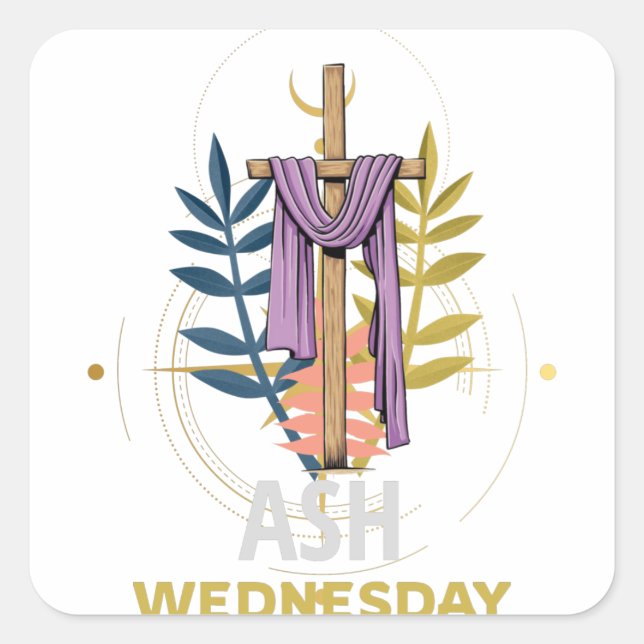 Pegatina Cuadrada Miércoles de Ceniza Jesús Cristianismo (Anverso)
